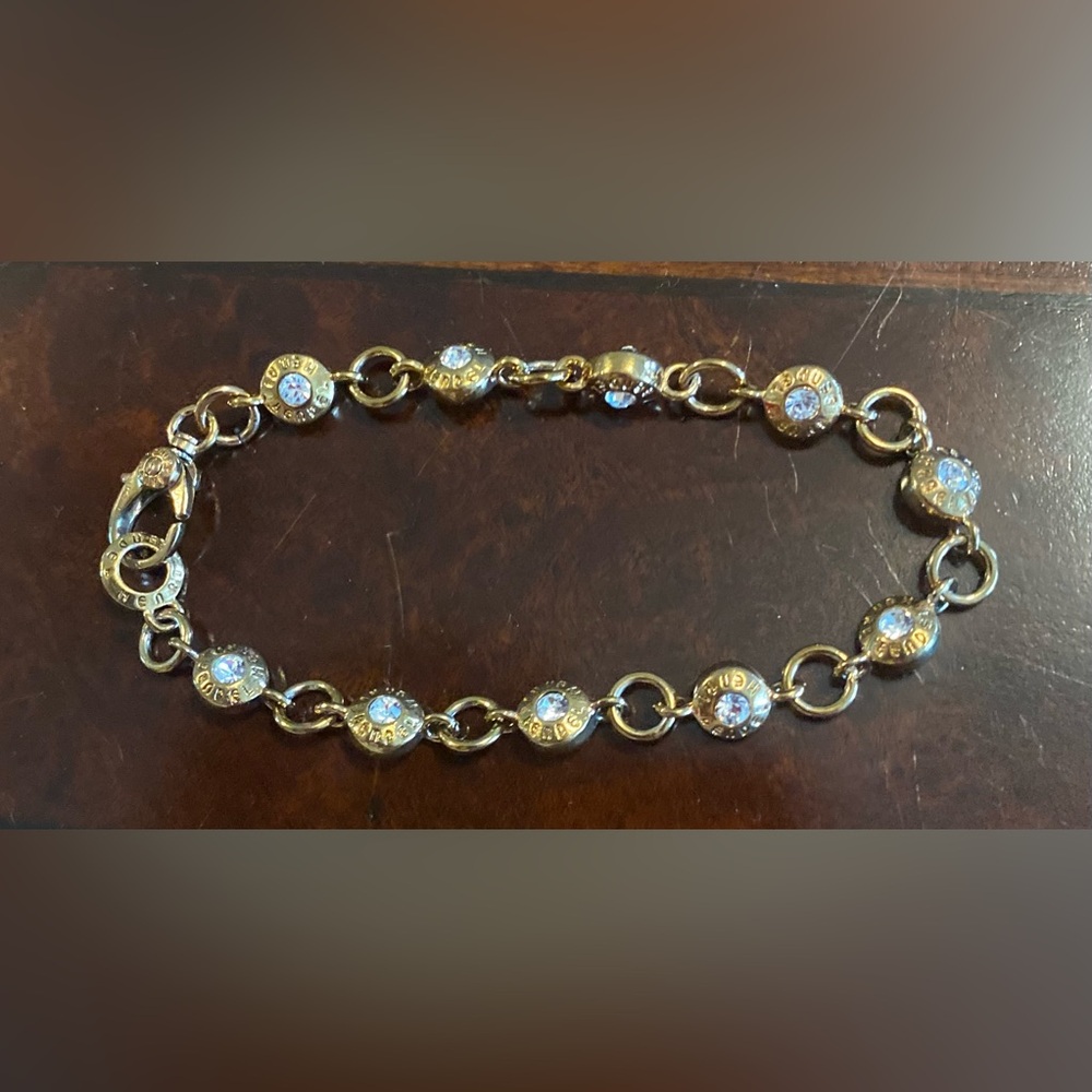 HENRI BENDEL EUC &Vintage 
Gold Plated w/ Crystal Bendel
Logo Bracelet 8"